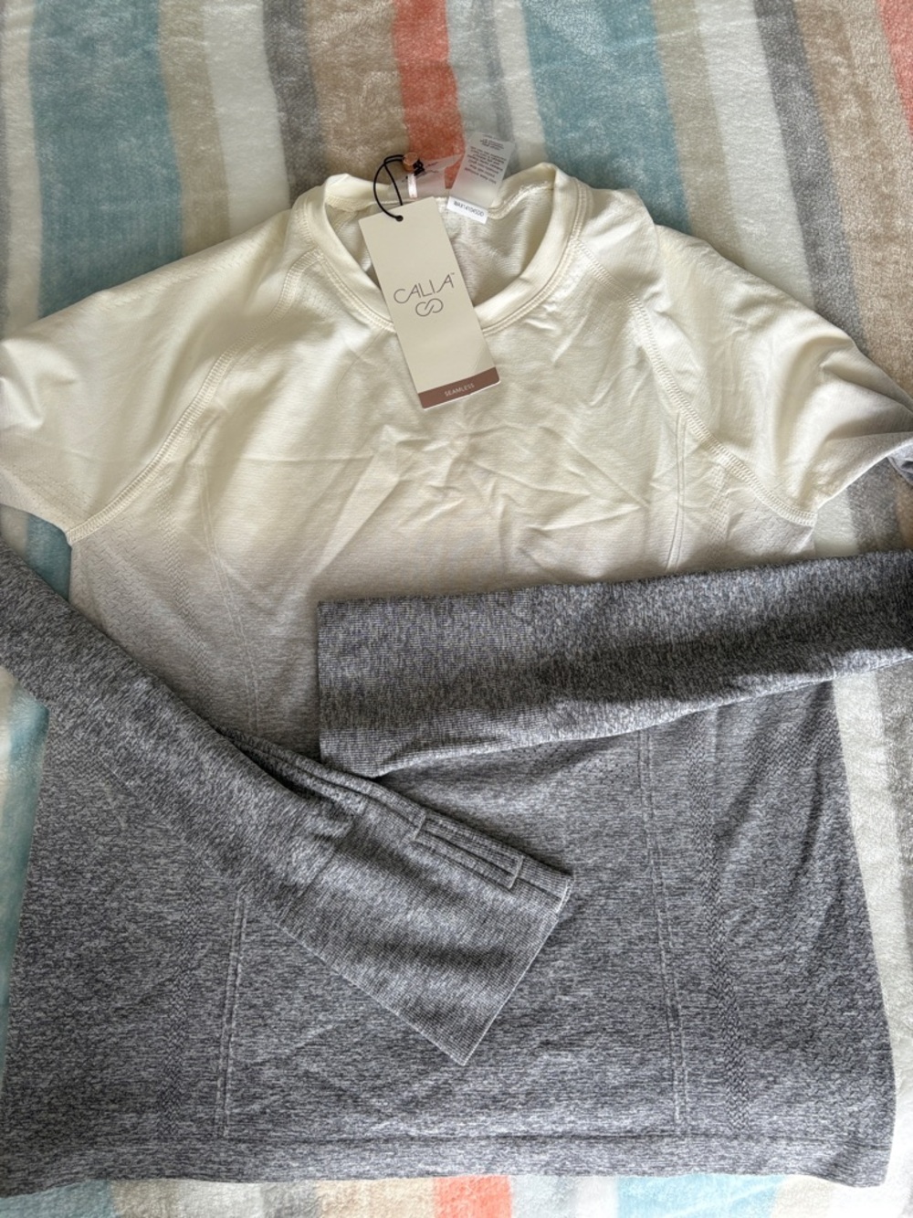 CALIA by Carrie Underwood White and Gray Long-Sleeve Bodysuit